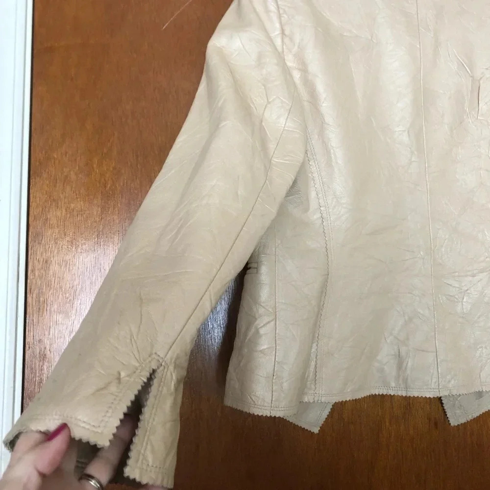 Annie Klein Crinkle Texture Leather Jacket M - Picture 7 of 13